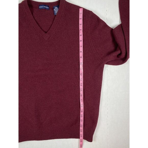 GRANT THOMAS WOOLMARK  100% PURE WOOL MAROON V-NECK SWEATER SIZE L - Picture 6 of 7